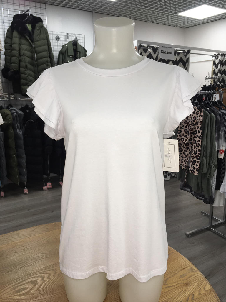 White Frilled Sleeved T-Shirt