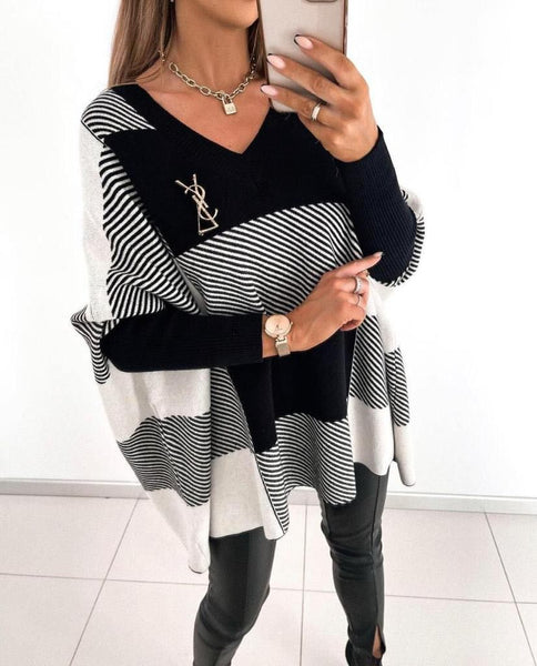 Stripey Knitted Poncho